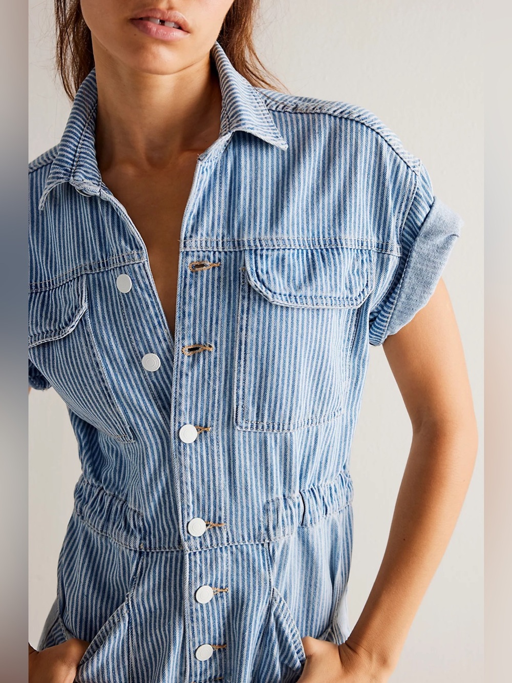 We The Free People Marci Railroad Stripe Coverall
